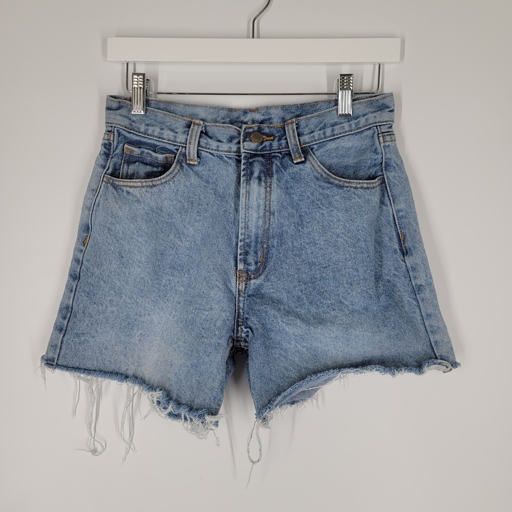 John Galt Denim Shorts Womens Size S Light Blue High Waisted Frayed Hem Cutoff